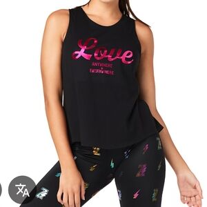 Zumba Fitness Black and Pink Crop Muscle Tee